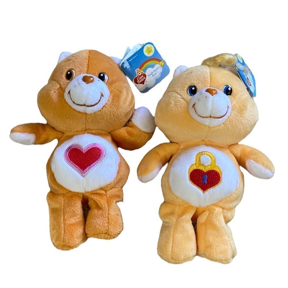 NWT Vtg 2003 Set Of 2 Care Bears 20th Anniversary Secret Tenderheart Stuffed